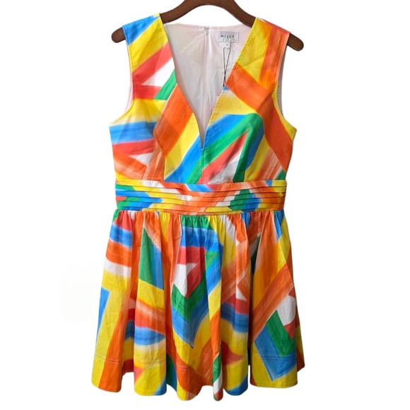 NWT Milly Nikki Multi Stripe Poplin Mini Dress Size 12 - Picture 5 of 11